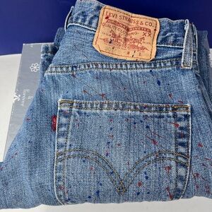 90’s Levi's 501 Blue Button-fly Jeans with Artistic Accents 27x30